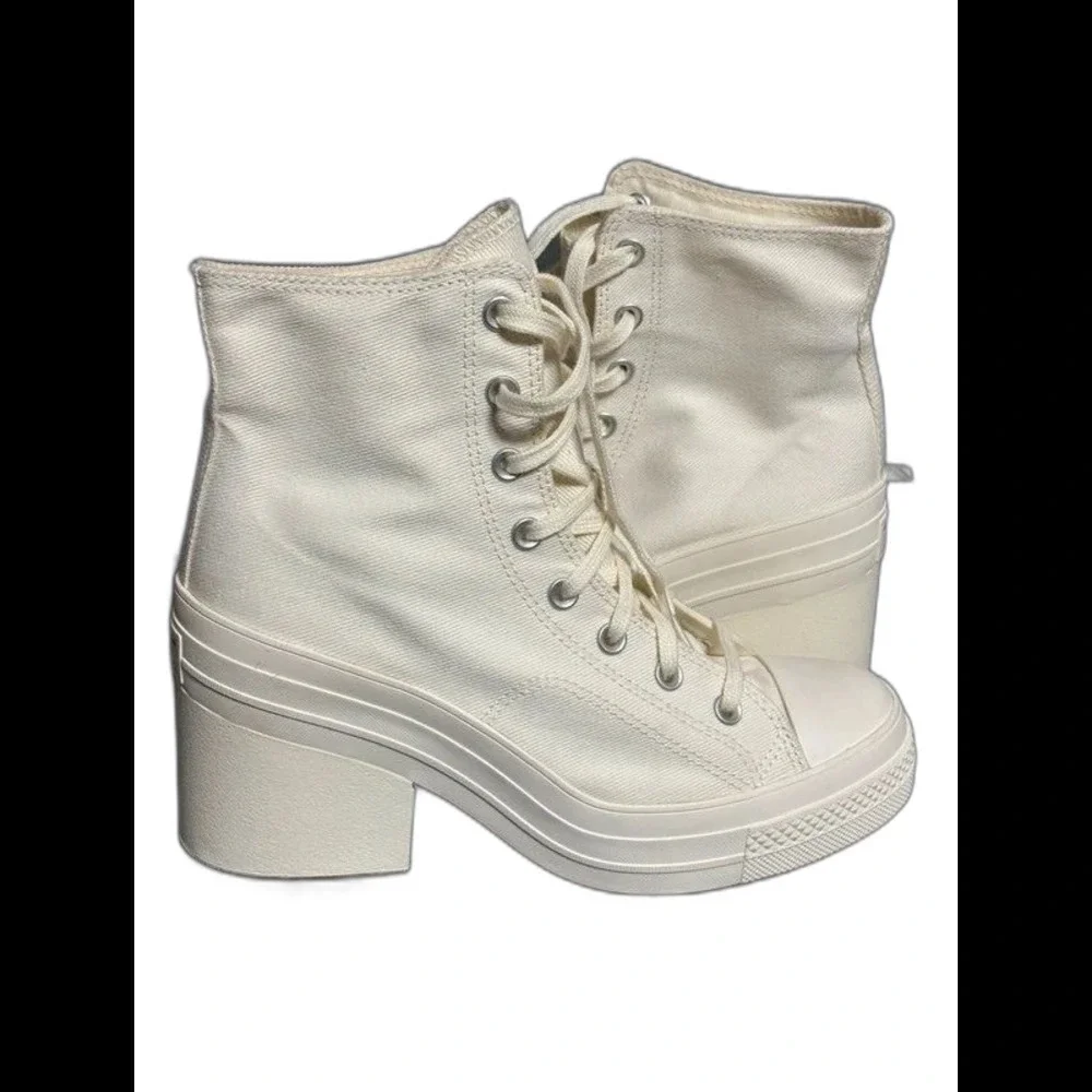 Converse Chuck 70 De Luxe Heel Egret White Platform Boots - Size M8 W10